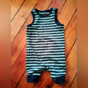Baby Green & Blue Stripped Shorts Romper